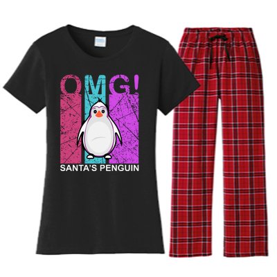 Omg Santa's Penguin Women's Flannel Pajama Set