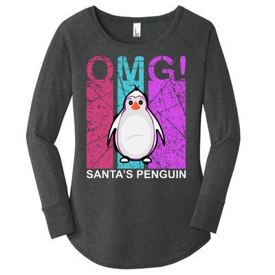 Omg Santa's Penguin Women's Perfect Tri Tunic Long Sleeve Shirt