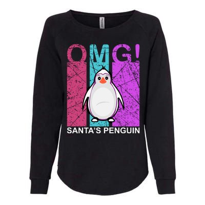 Omg Santa's Penguin Womens California Wash Sweatshirt