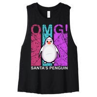 Omg Santa's Penguin Women's Racerback Cropped Tank