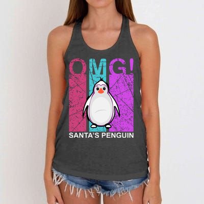 Omg Santa's Penguin Women's Knotted Racerback Tank