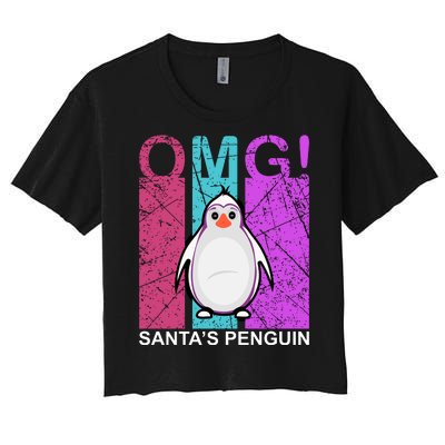 Omg Santa's Penguin Women's Crop Top Tee