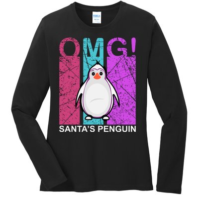 Omg Santa's Penguin Ladies Long Sleeve Shirt