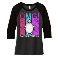 Omg Santa's Penguin Women's Tri-Blend 3/4-Sleeve Raglan Shirt