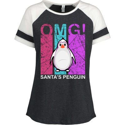 Omg Santa's Penguin Enza Ladies Jersey Colorblock Tee