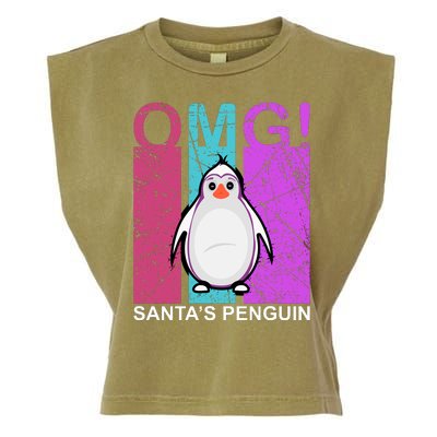 Omg Santa's Penguin Garment-Dyed Women's Muscle Tee