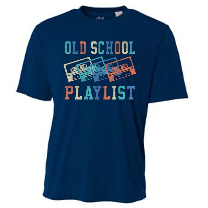 Old School Playlist Rock Cassette Tape Music Old School Band Cooling Performance Crew T-Shirt