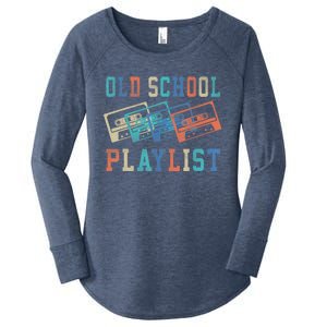 Old School Playlist Rock Cassette Tape Music Old School Band Women's Perfect Tri Tunic Long Sleeve Shirt