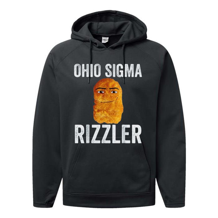 Ohio Sigma Rizzler Funny Meme Chicken Nugget Performance Fleece Hoodie