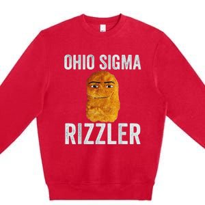 Ohio Sigma Rizzler Funny Meme Chicken Nugget Premium Crewneck Sweatshirt