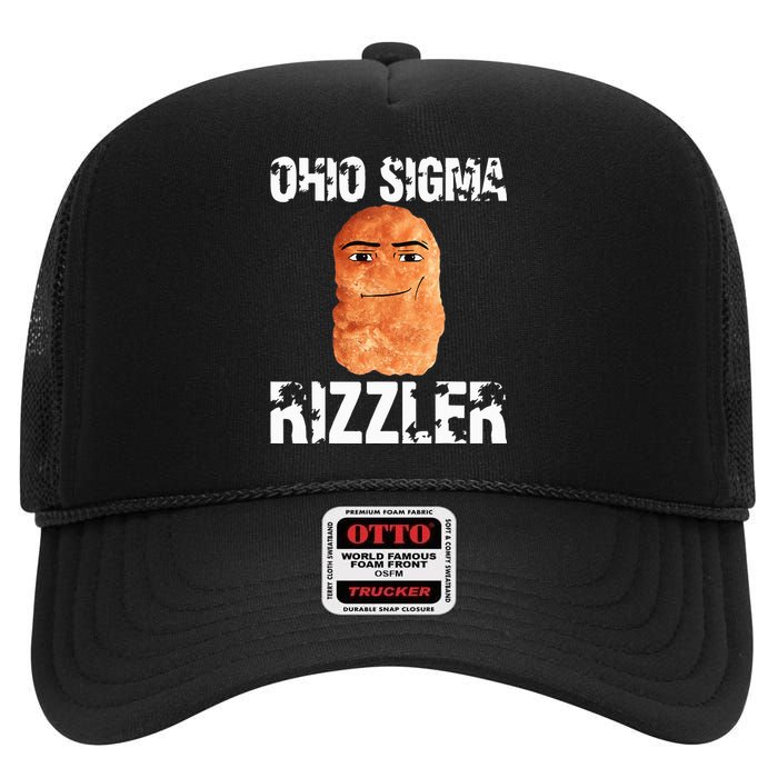 Ohio Sigma Rizzler Meme Rizz Internet Memes Funny Memes Genz High Crown Mesh Back Trucker Hat