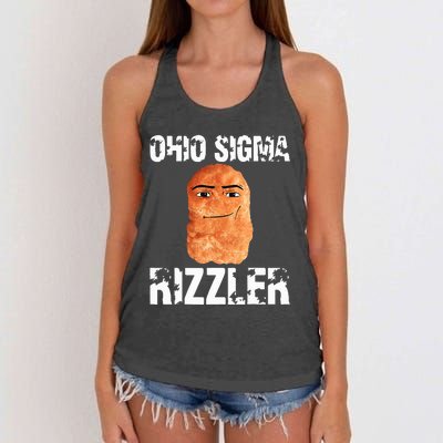 Ohio Sigma Rizzler Meme Rizz Internet Memes Funny Memes Genz Women's Knotted Racerback Tank