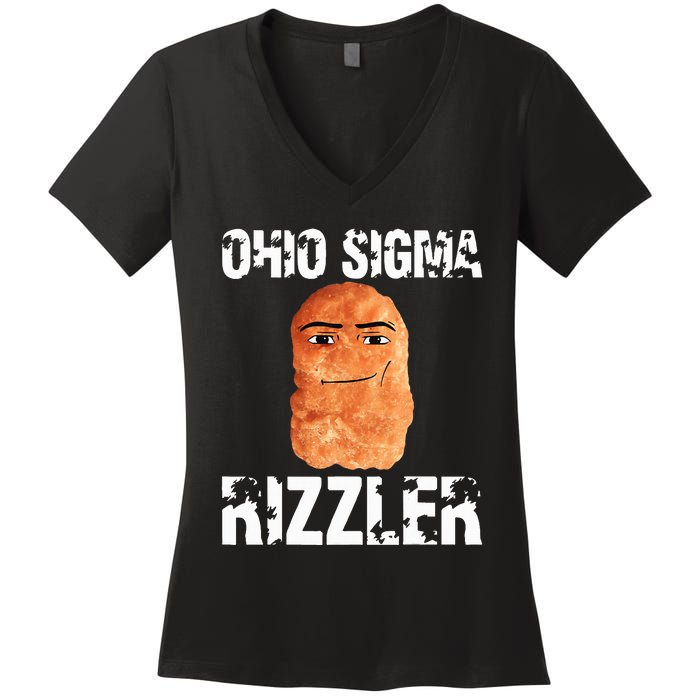 Ohio Sigma Rizzler Meme Rizz Internet Memes Funny Memes Genz Women's V-Neck T-Shirt