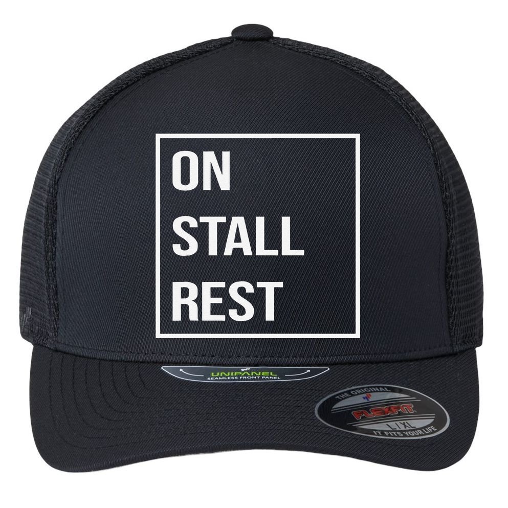 On Stall Rest Quote With Square Frame Shopping Team Flexfit Unipanel Trucker Cap