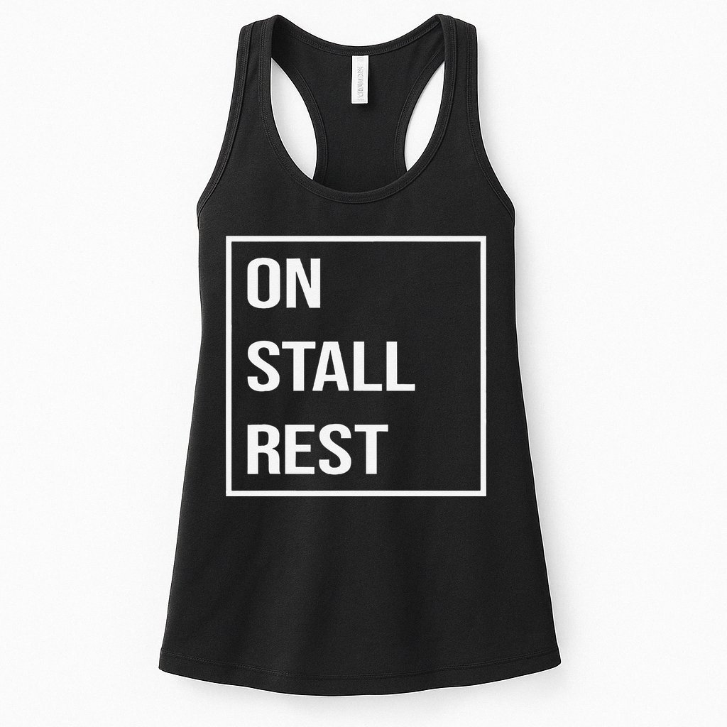 On Stall Rest Quote With Square Frame Shopping Team Womens Tank Top
