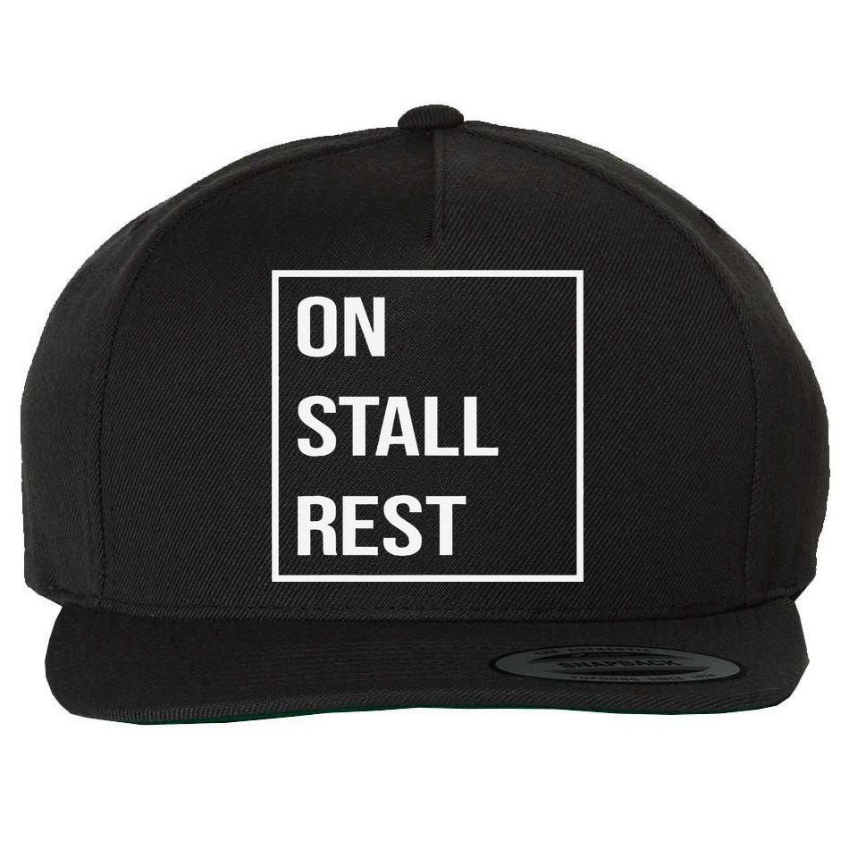 On Stall Rest Quote With Square Frame Shopping Team Wool Snapback Cap