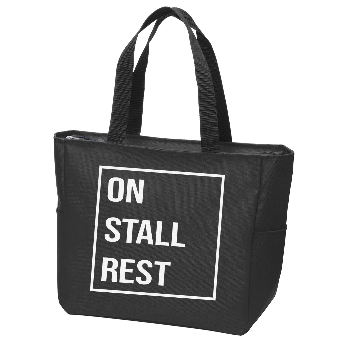 On Stall Rest Quote With Square Frame Shopping Team Zip Tote Bag