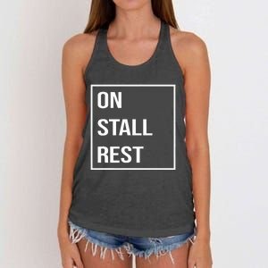 On Stall Rest Quote With Square Frame Shopping Team Women's Knotted Racerback Tank