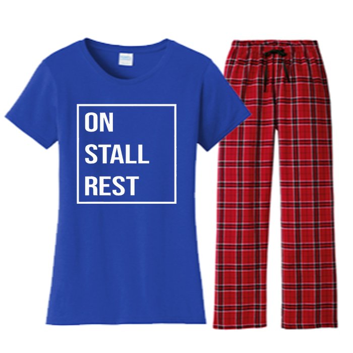 On Stall Rest Quote With Square Frame Shopping Team Women's Flannel Pajama Set