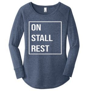 On Stall Rest Quote With Square Frame Shopping Team Women's Perfect Tri Tunic Long Sleeve Shirt