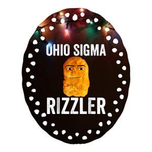 Ohio Sigma Rizzler Funny Meme Chicken Nugget Ceramic Oval Ornament