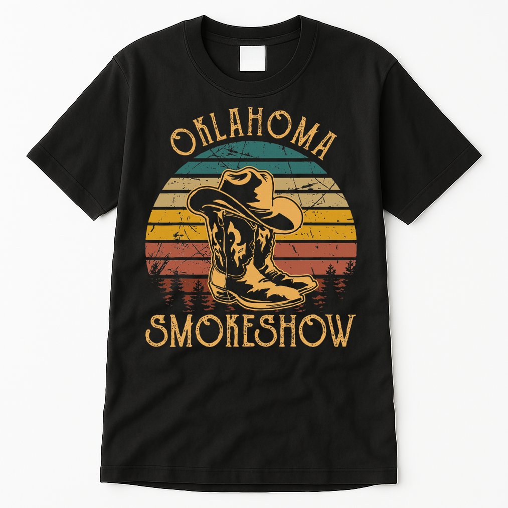 Oklahoma Smokeshow Retro Cow Boots And Hats Tall T-Shirt