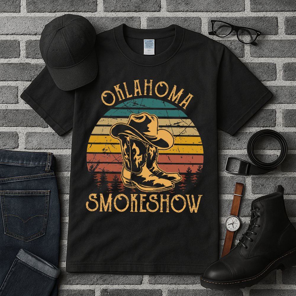 Oklahoma Smokeshow Retro Cow Boots And Hats Tall T-Shirt