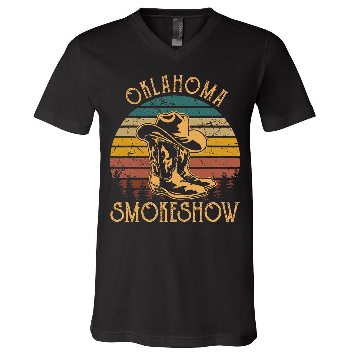 Oklahoma Smokeshow Retro Cow Boots And Hats V-Neck T-Shirt