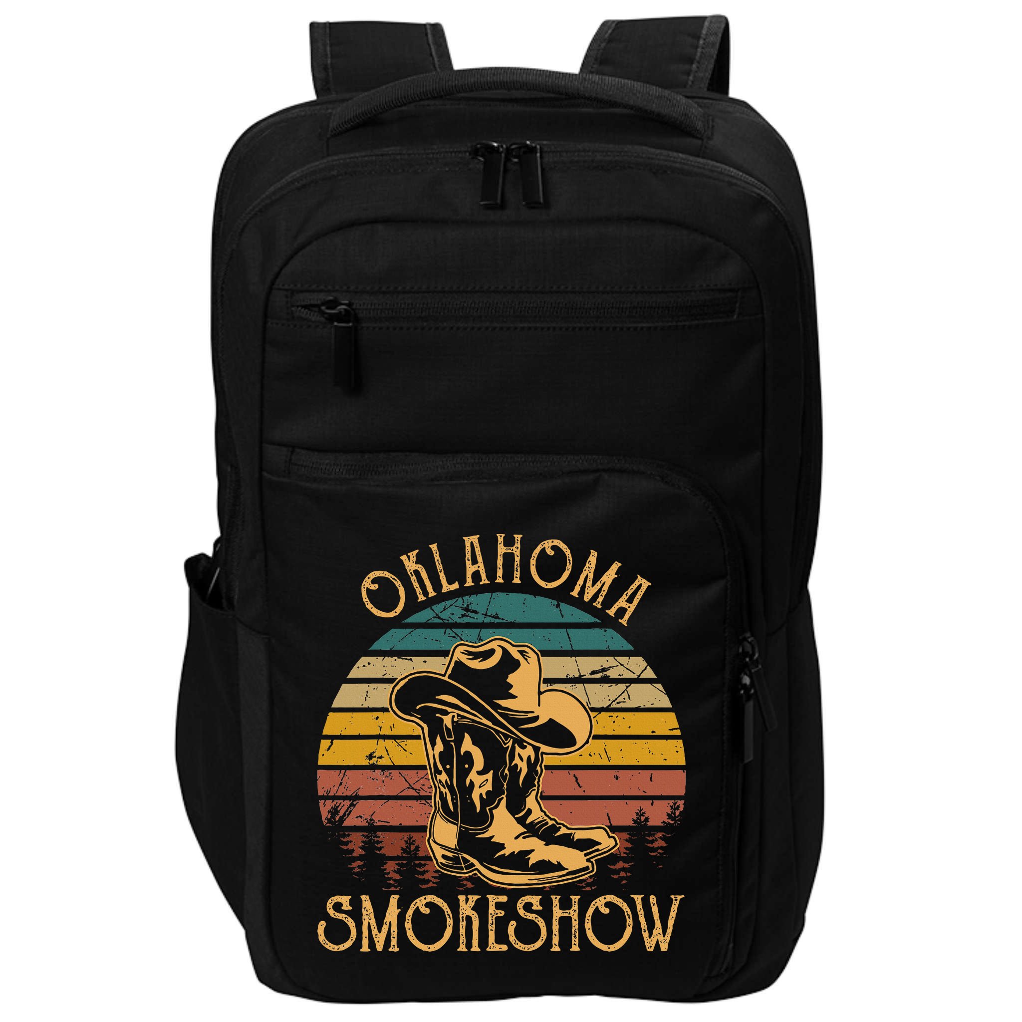 Oklahoma Smokeshow Retro Cow Boots And Hats Impact Tech Backpack