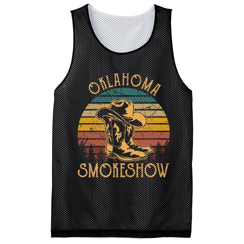 Oklahoma Smokeshow Retro Cow Boots And Hats Mesh Reversible Basketball Jersey Tank