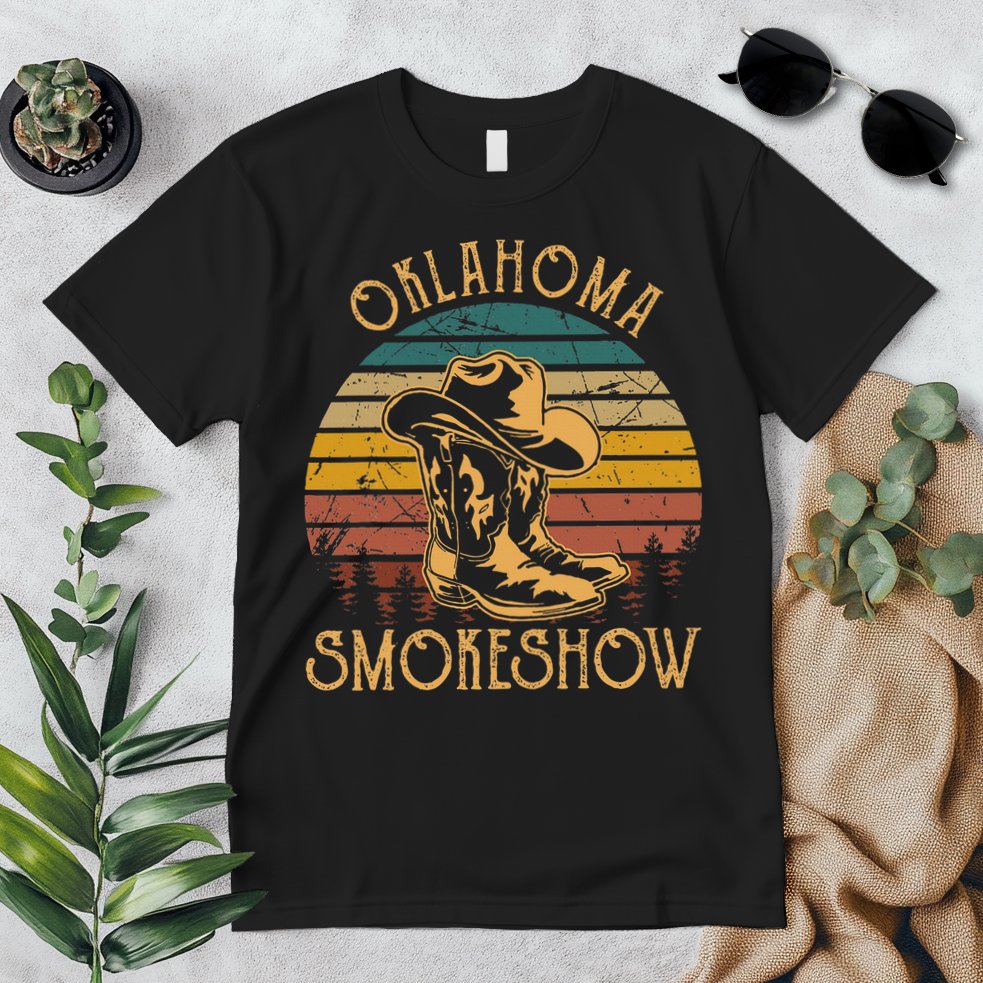 Oklahoma Smokeshow Retro Cow Boots And Hats Premium T-Shirt