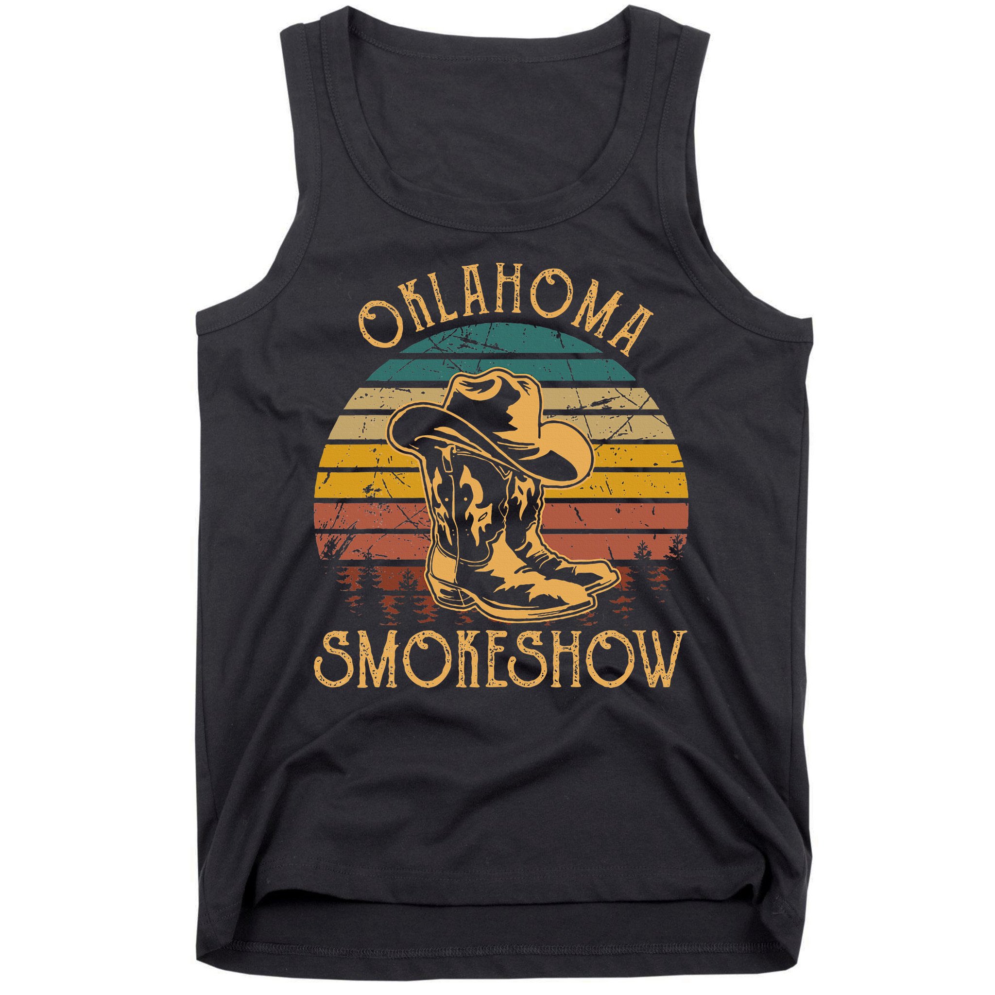 Oklahoma Smokeshow Retro Cow Boots And Hats Tank Top