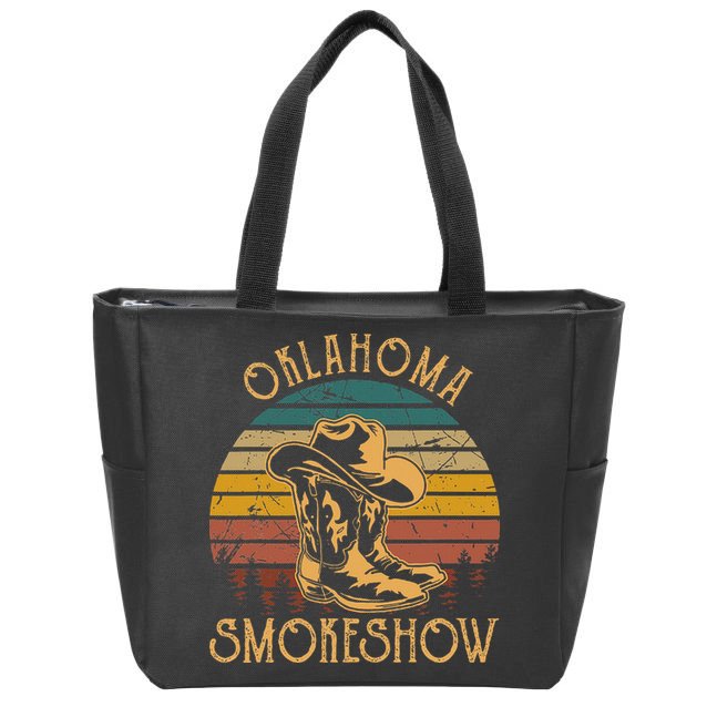 Oklahoma Smokeshow Retro Cow Boots And Hats Zip Tote Bag