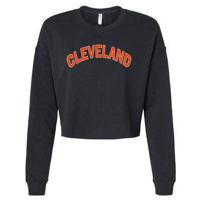 Ohio State Retro Vintage Distressed Cleveland Cropped Pullover Crew