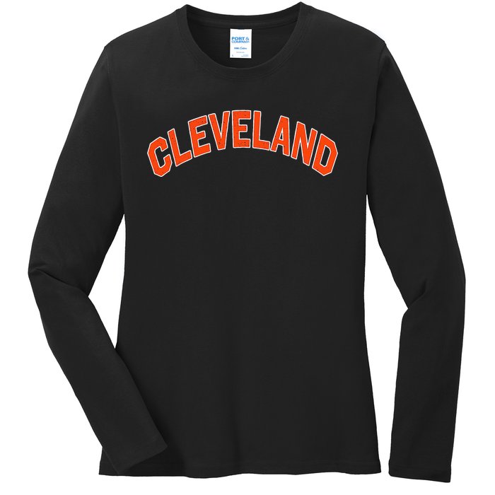 Ohio State Retro Vintage Distressed Cleveland Ladies Long Sleeve Shirt