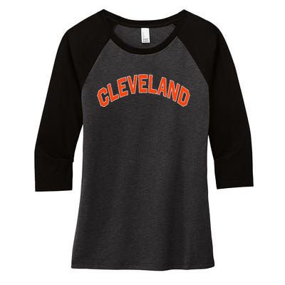 Ohio State Retro Vintage Distressed Cleveland Women's Tri-Blend 3/4-Sleeve Raglan Shirt