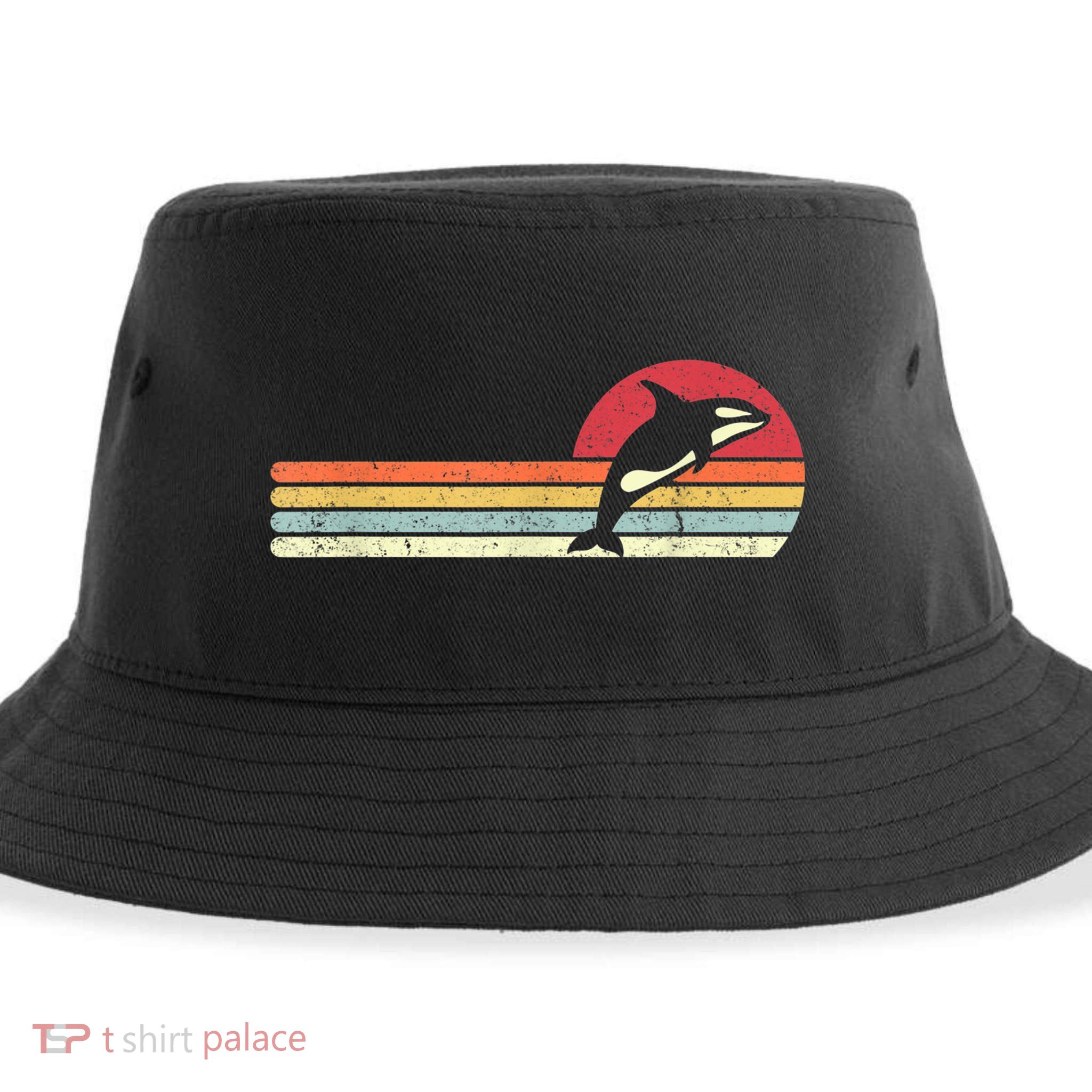 Orca Shirt. Retro Style Killer Whale Sustainable Bucket Hat