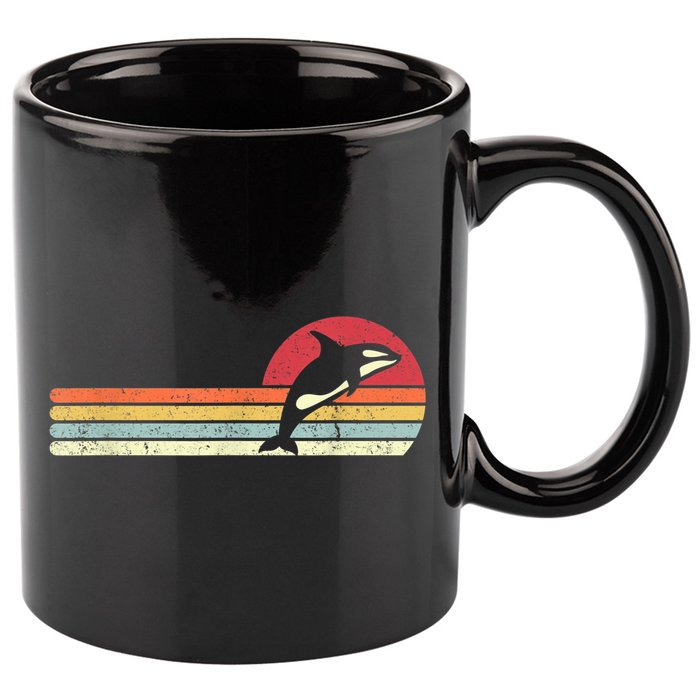 Orca Shirt. Retro Style Killer Whale 11oz C Handle Ceramic Mug