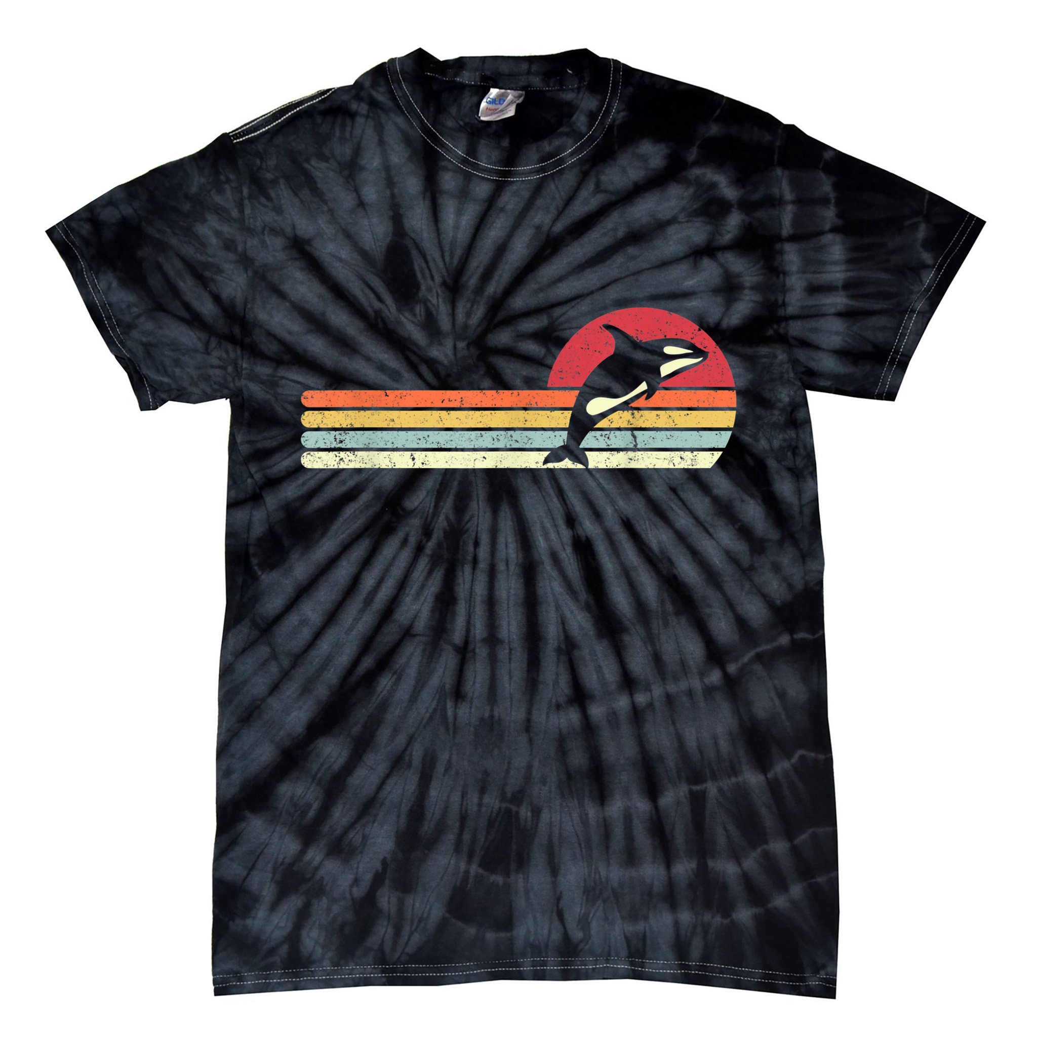 Orca Shirt. Retro Style Killer Whale Tie-Dye T-Shirt