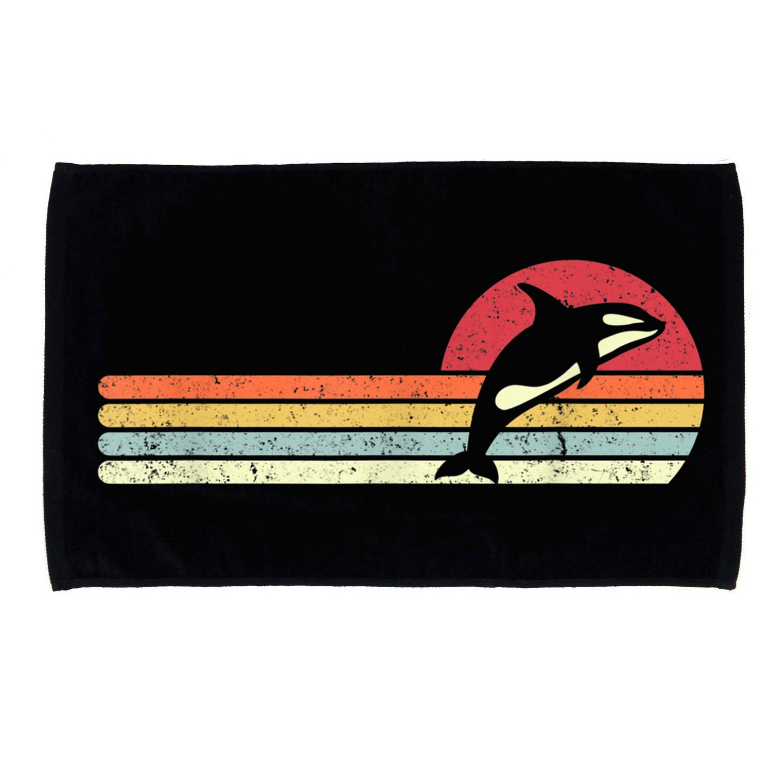 Orca Shirt. Retro Style Killer Whale Microfiber Hand Towel