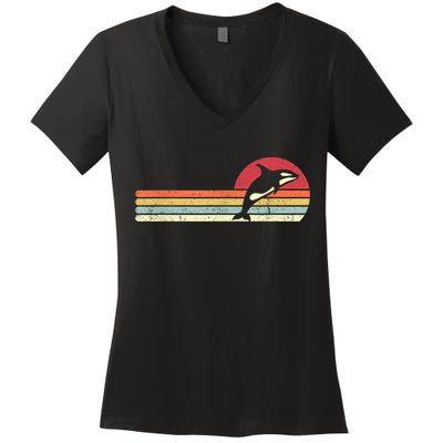 Orca Shirt. Retro Style Killer Whale Women's V-Neck T-Shirt