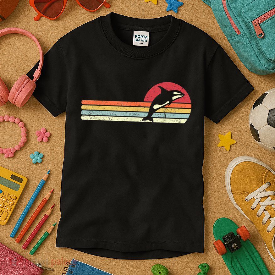 Orca Shirt. Retro Style Killer Whale Kids T-Shirt
