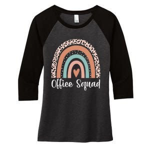 Office Squad Rainbow Administrative Assistants School Team Women's Tri-Blend 3/4-Sleeve Raglan Shirt