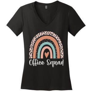 Office Squad Rainbow Administrative Assistants School Team Women's V-Neck T-Shirt