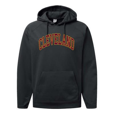 Ohio State Retro Vintage Distressed Cleveland Performance Fleece Hoodie