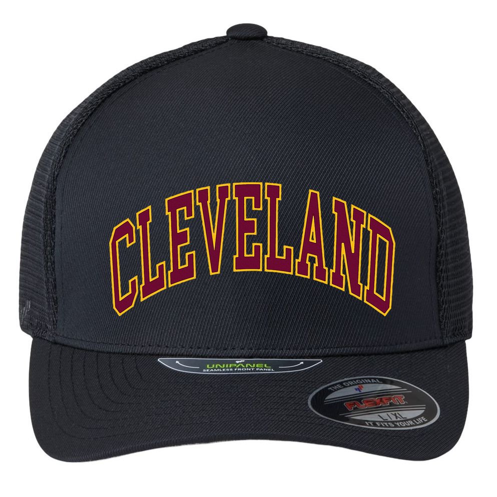 Ohio State Retro Vintage Distressed Cleveland Flexfit Unipanel Trucker Cap