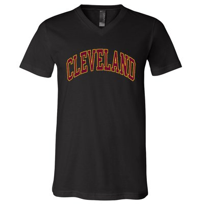 Ohio State Retro Vintage Distressed Cleveland V-Neck T-Shirt