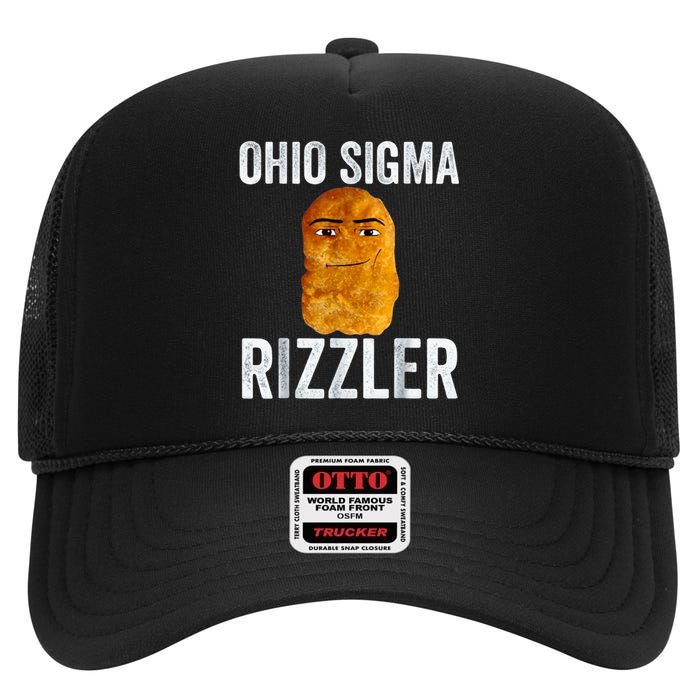 Ohio Sigma Rizzler Funny Meme Chicken Nugget High Crown Mesh Back Trucker Hat