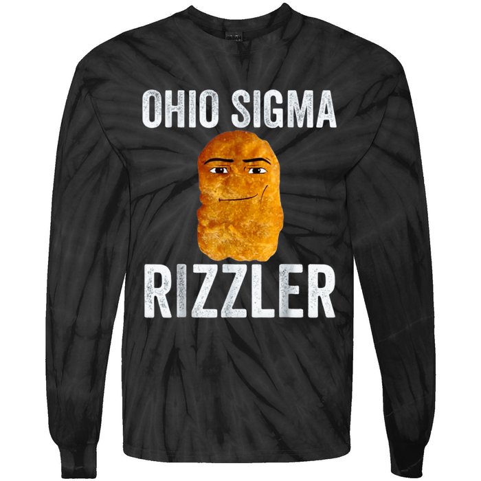 Ohio Sigma Rizzler Funny Meme Chicken Nugget Tie-Dye Long Sleeve Shirt