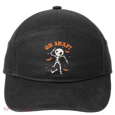 Oh Snap Skeleton Ghost Retro Halloween Spooky Season Funny 7-Panel Snapback Hat